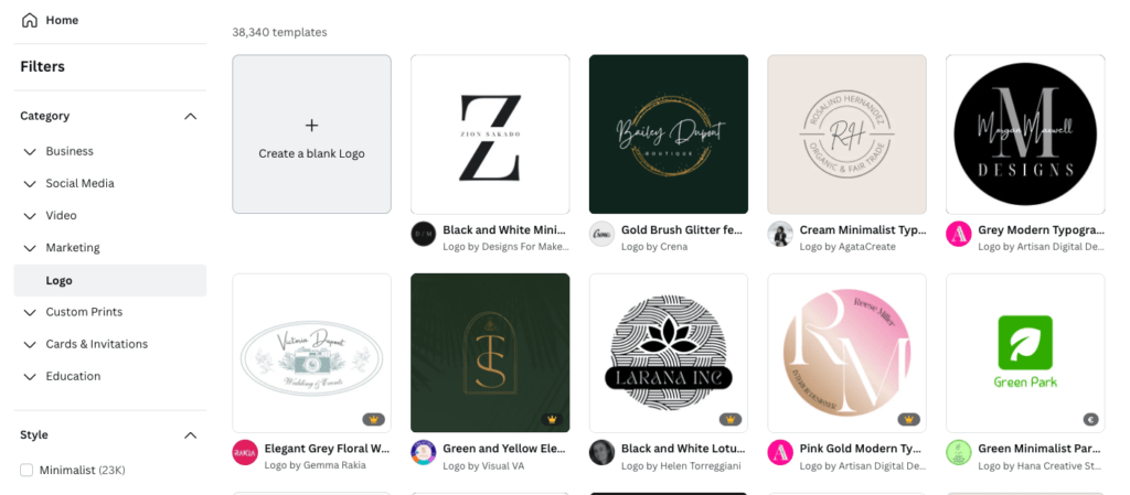 use canva to create a logo for your first website